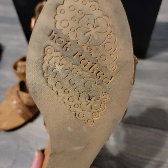 Not Rated Serpentina Rose Gold Embellished Wedge Sandal.  Size 9.  Worn once. - Picture 9 of 10